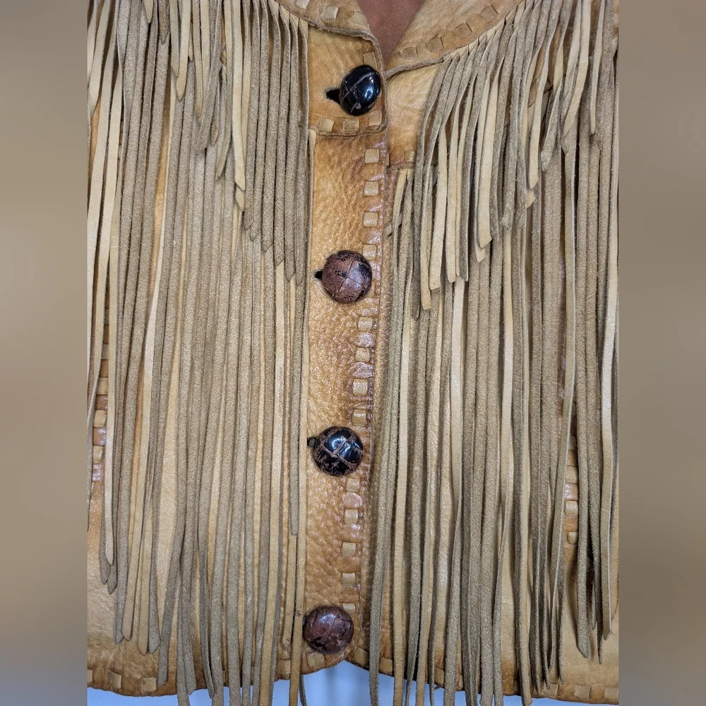 Danier Tan Leather Fringe Jacket - Picture 4 of 16